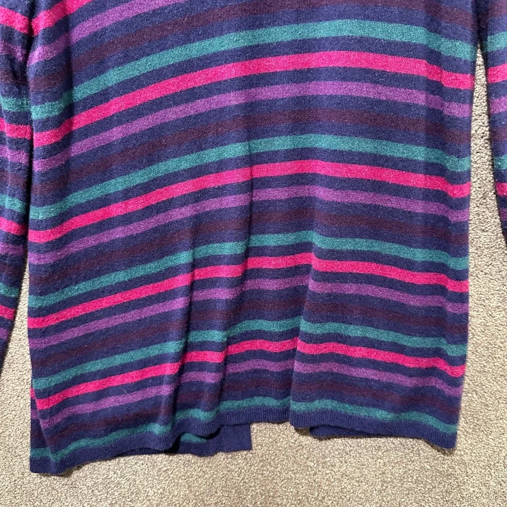 Talbots Cardigan Sweater Women Large Petite Striped Open Front Cardigan LP